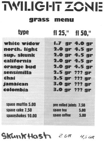 Twilight Zone grass menu