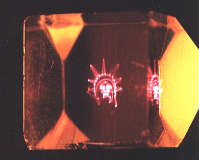 3D image scanned by IR lasers in a glass cube