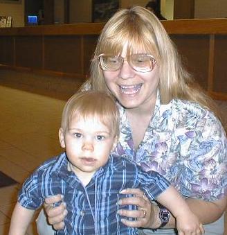 Mascot and youngest attendee Ryan Schweter with mom Karen