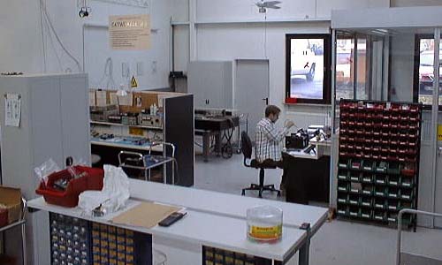 An overview of the large electronics lab and manufacturing area