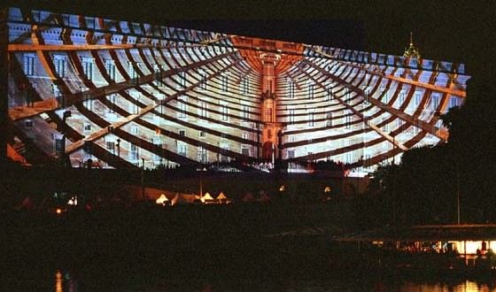One of the giant seamless images projected onto the Palace